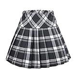 Urban CoCo Women's Elastic Waist Tartan Pleated School Skirt