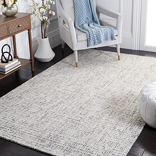SAFAVIEH Abstract Collection Area Rug - 4' Square, Grey & Ivory, Handmade Wool,…