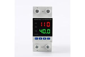 AELIUSSINE Smart Voltage Protector, 1-40A Adjustable 110V/220V DIN Rail Mount Circuit Breaker, Voltage Monitoring and stabilize, Over Voltage & Low Voltage Cut Off for Comprehensive Home & Equipment Safety