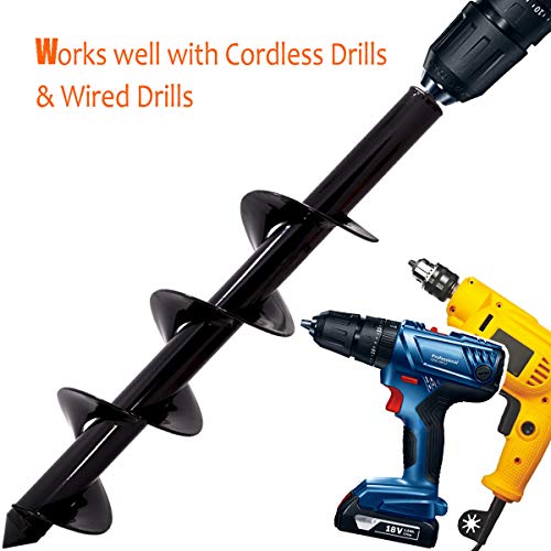 Koopi Auger Drill Bit, Garden Plant Flower Bulb Auger 3" x 16" Rapid Planter with Hex Shank for Drill, Post Hole Digger with Bonus Garden Genie Gloves (Advanced Blade)