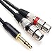 tisino 2 XLR Stereo to 1/4 TRS Y-Splitter Cable, Dual XLR Female to Quarter inch Headphone Jack Stereo Breakout Cable - 5ft / 1.5m