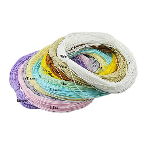 Inspirelle 10-Color 0.5mm Nylon Beading String Knotting Cord, Chinese Knotting Cord Nylon Macrame Thread Beading Cord for DIY Jewellery Making (30M Each Color, Light Colors)