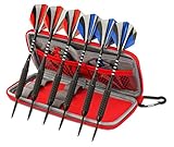 6 Pack Steel Tip Darts with Aluminium Shafts | 12 PVC Flights | Dart Case by MARRELS