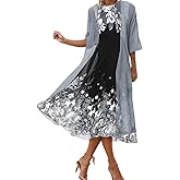 Womens Flowy Chiffon Floral Maxi Dresses with Jacket 2 Piece Set Summer Cocktail Wedding Guest Dresses