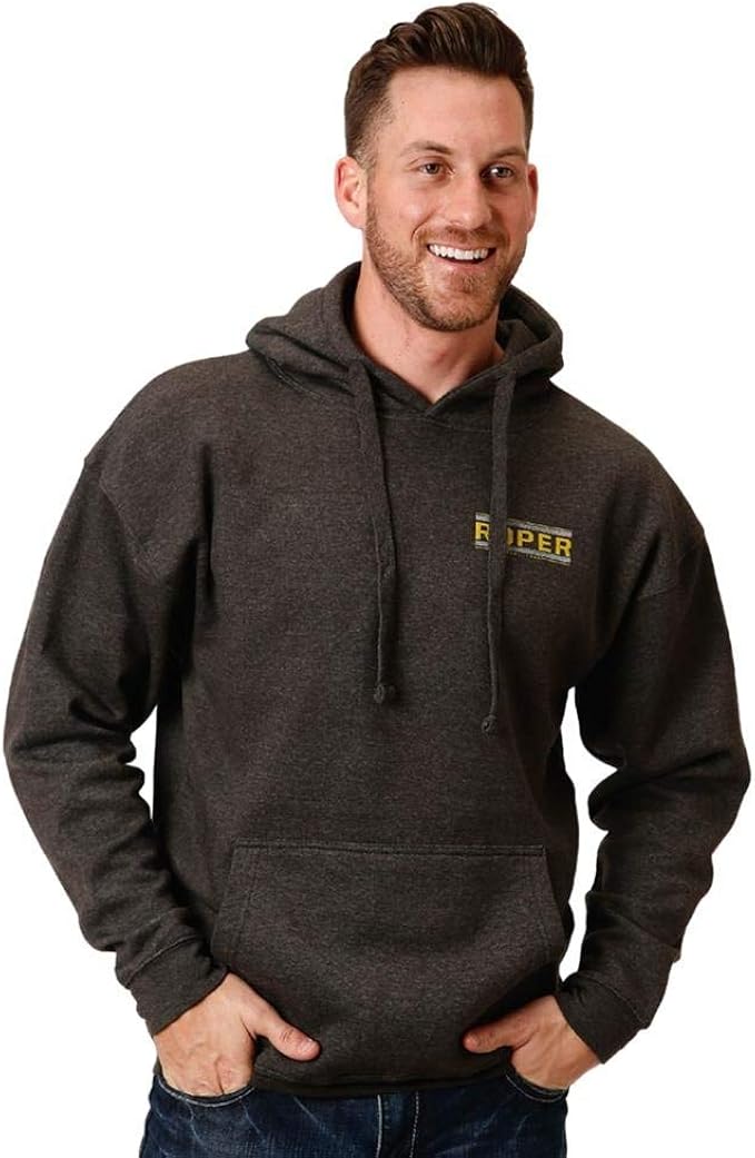 Roper Western Sweatshirt Mens Fleece Hooded L Gray 03097