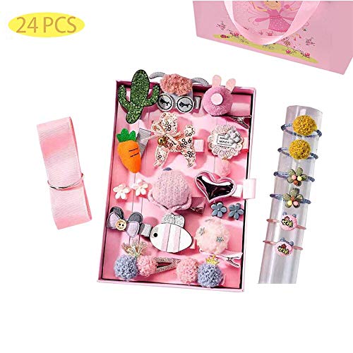Eyelashes DanceBaby Girls Hair Clips Cute Bows Accessories Kits Elastic Hair Ties Hairpins Set with Gift Box For Baby Girls Teens Toddlers, Assorted styles ?24-72 pcs, Pink, Small