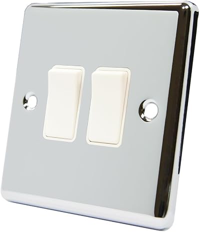 Alliance Electrical AET 10A 2 Gang 2 Way Polished Chrome Light Switch