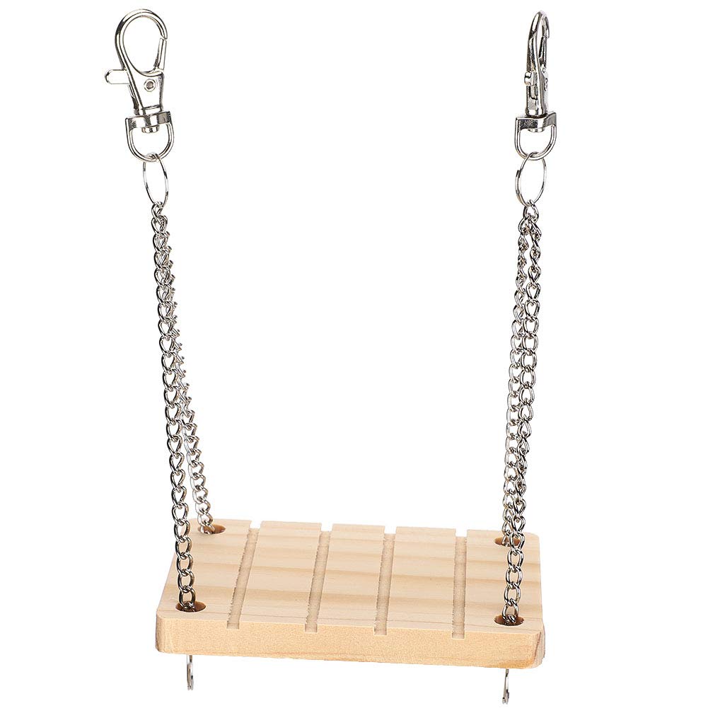 Hamster Swing Toys, Wooden Swing Platform for Cage Exercise, Hanging Chain Small Animal Toy for Mouse Rat Gerbil Dwarf Hamster