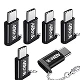 ARKTEK USB-C to Micro USB Adapter USB Type C (Male) Convert to Micro USB (Female) with Keychain Support Data Sync and Charging Adapter for Note 9 Google Pixel 3 and More (Pack of 6)