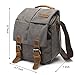 Camera Bag Vintage Canvas Shoulder Genuine Leather Trim Shockproof Messenger Bag­ for SLR/DSLR (Grey)