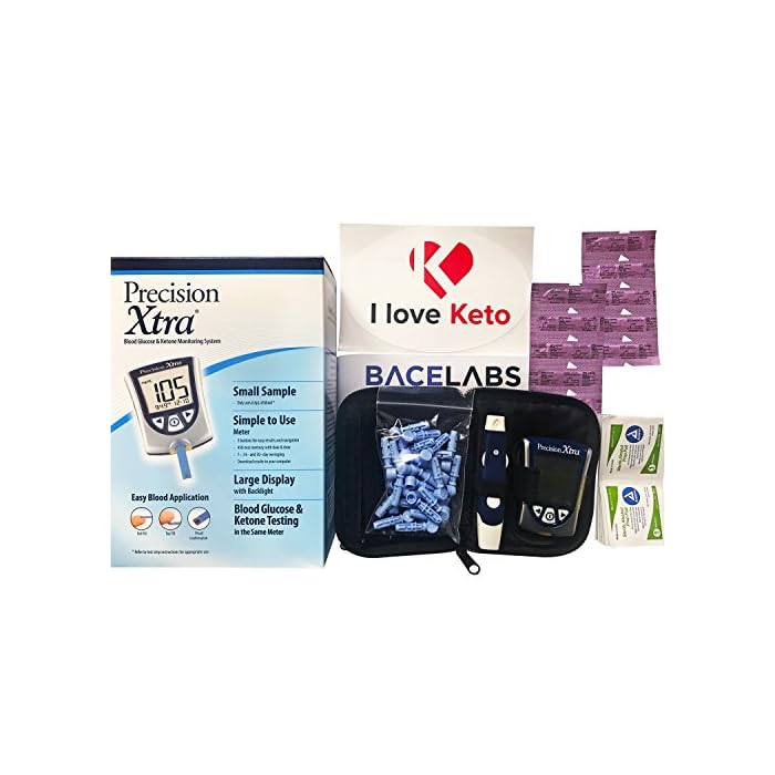 Precision Xtra Blood Glucose and Ketone Monitoring Meter Kit Bundle+10 Precision Xtra Ketone Test Strips+One Month…