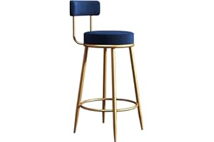 Velvet Bar Chairs with Back and Golden Legs, B Stools for Home Kitchen Dining Room Restaurant Coffee(Blue,Sitting Height: 65c
