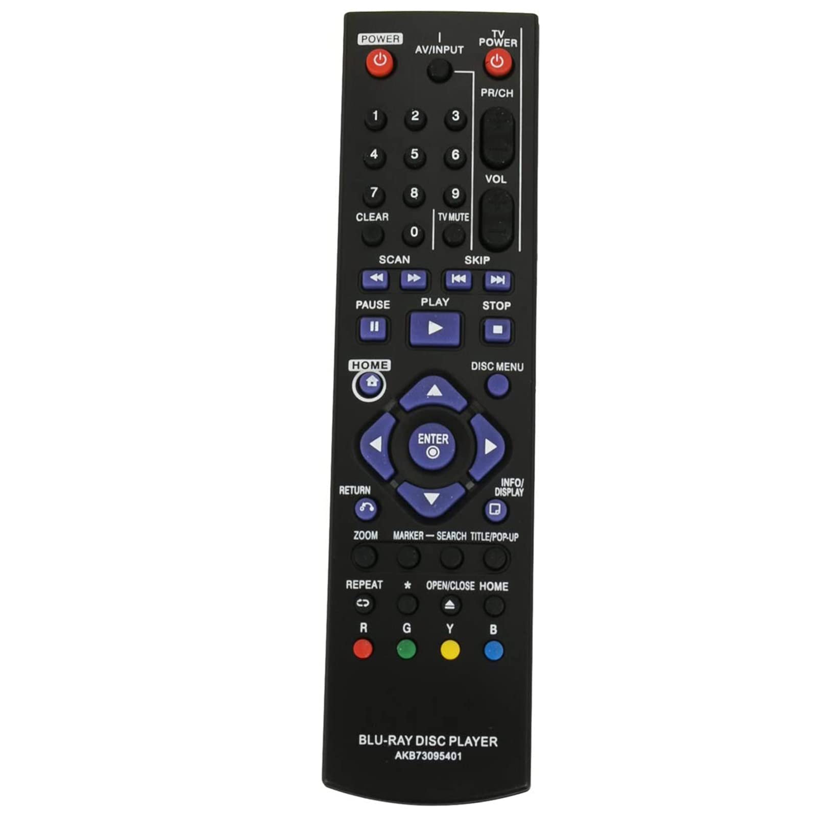 VINABTY AKB73095401 Replacement Remote Control fit for LG Blu-ray Player BD551-N BD551-P BD651D-N BD651-N BD550 BD555C BD570 BD560C BD555 BD611 BD620C BD630 BD630C BD640 BD640C