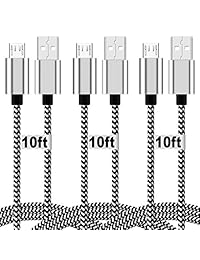 Cable micro USB de 9.8 ft de longitud, cable de carga rápida extra largo, cable de nailon trenzado de alta velocidad, USB duradero, cable de carga Android para Samsung Galaxy S7 Edge S6 S5, teléfono Android, LG G4, HTC, Echo Dot (2dnd)