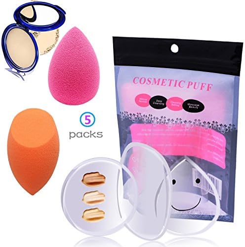 5 Packs Makeup Sponge set,3 x Premium Silicone Beauty Blender + 2 x Latex-free Miracle Complexion Make Up Sponges for Blush,Powder,Foundations,Concealers,Liquid/Cream By Chiyeul