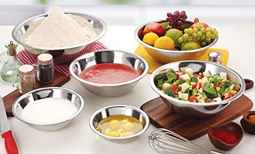 Wilmington Steelwares Premium Heavy Gauge Stainless Steel Mixing Bowls - Set Of 6 - Polished Mirror Finish Nested Bowls of 8 Qt, 5 Qt, 4 Qt, 3 Qt, 1.5 Qt And 3/4 Qt - Perfect Gift for Your Kitchen