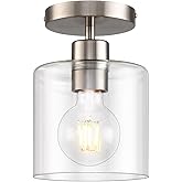 KLSS Brushed Nickel Semi Flush Mount Ceiling Light,Modern Ceiling Light Fixture for Closet Hallway Entryway Fixture Brushed N