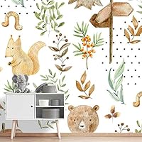 Wall Mural Cute Animals Removable Self-Adhesive Wallpaper Wall Decoration for Bedroom Living Room - 66x96 inches