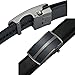 Sanxiner Men's Genuine Leather Ratchet Belt with Automatic Buckle Black Long 52