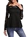 iClosam Women Sexy Off Shoulder A-line Long Sleeve Floral Lace Top