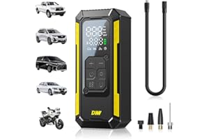 DWW Tire Inflator Portable Air Compressor, 150 PSI Portable Tire Inflator for Car with Digital Gauge, Air Pump for Inflatables with LED & Auto Shut-Off, Ideal for Car, Motorcycle, Bicycle and Ball
