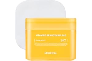 MEDIHEAL Vitamide Brightening Pad (100 Pads) - Hypoallergenic Pads with Niacinamide, Sea Buckthorn - Radiance Boosting for Clear, Illuminating Skin