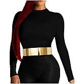 Fashion 21 Women's Shiny Polished Adjustable Metal Mirror Waist Belt Gold, Rose Gold, Silver Tone