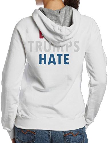 Women Love Trumps Hate Anti Traveler Vintage Hoodie Hoodies Size L White