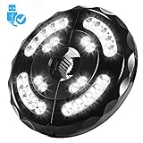 Upgraded 28LED Patio Umbrella Light, Hallomall Wireless Umbrella Pole LED Lights 400Lumens Max, Built in 2Pcs Rechargeable Batteries(4400mah)-USB Powered, For Patio Umbrellas Camping Tents Outdoor Use