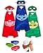 Daliac Masks Costumes 3 Masks Capes and Bracelets Catboy Owlette Gekko for Kids