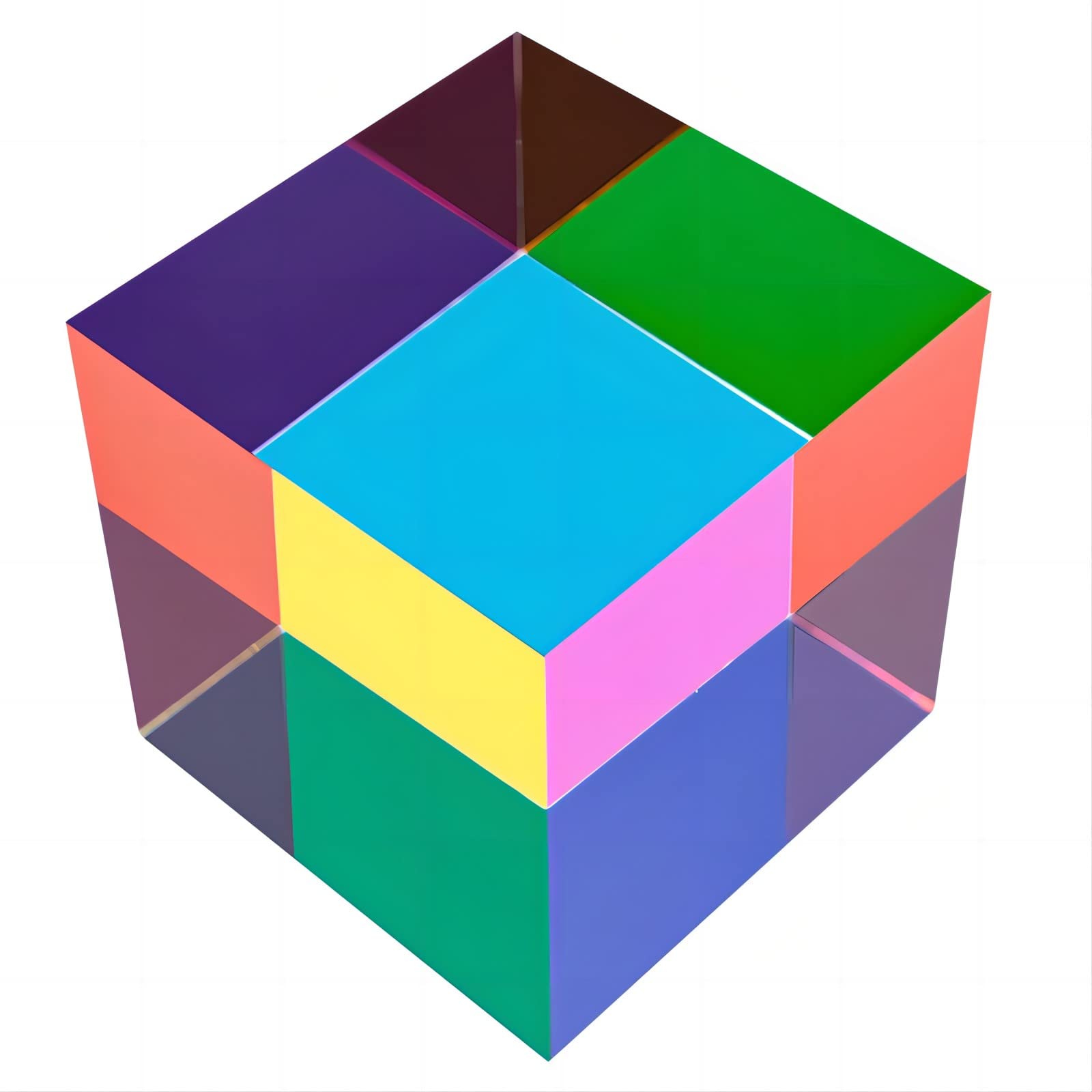ECBANLI CMY Color Cube, 70mm (2.75 inch) Mixing Colorful CMYcube Acrylic Prism, RGB Dispersion Colour Physics Toy and Desktop Decor