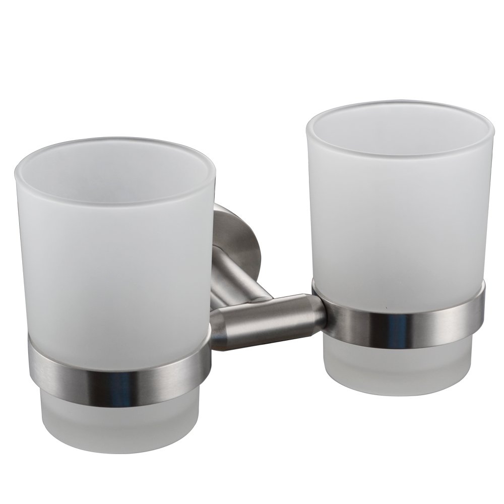 Wall-mounted Toothbrush Holder Double Holder, Brushed Nickel G1005
