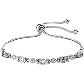 Birthstone Bracelets for Women - Charm Bolo Bracelet Adjustable Stylish - Engagement Anniversary Wedding Cute Sparkling Jewelry - Promise Gemstone Jewelry - Birthday Christmas Gifts for Womens