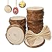 Natural Unfinished Wood Slices with Holes Bulk and Circles with Tree Bark, 30 pcs 2.4-2.8 inch Wood Template for Crafts Great for Arts and Crafts Christmas Ornaments DIY Kids Crafts