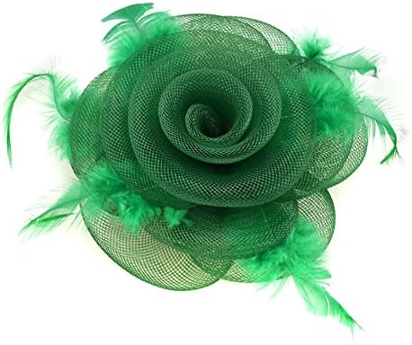 Argositment Green Elegant Fearther & Netting Flower Fascinator Headpiece Headpiece Hair Clip Hats