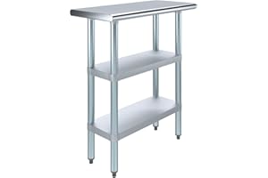 AmGood 30" Long x 14" Deep Stainless Steel Work Table with 2 Shelves | Commercial & Residential NSF Utility Table