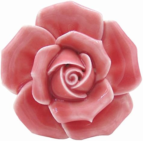 Tecrio 8pcs-Pack Ceramic Vintage Floral Rose Dresser Closet Kitchen Cupboard Deawer Knobs Handle Decor Pulls w/ Screws (Pink)