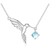 OUTANG Hummingbird Necklace for Women 925 Sterling Silver Moonstone Hummingbird Pendant Ladies Jewelry Gifts