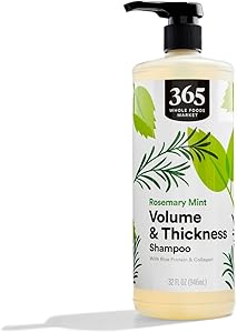 365 by Whole Foods Market, Volume & Thickness Shampoo with Rice Protein & Collagen, Rosemary Mint Scent, 32 Fl Oz
