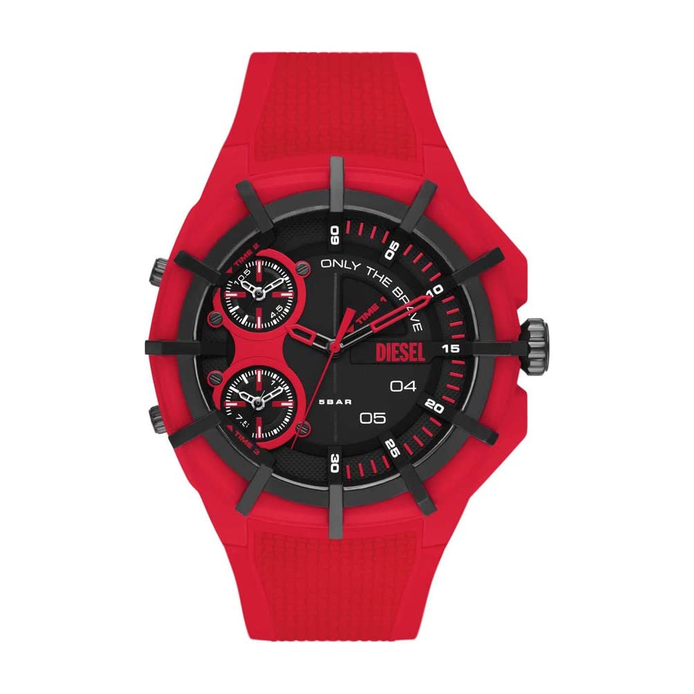 Diesel Watch for Men Framed, Three Hand Movement, 51 mm Multi Nylon Case with a Silicone Strap, DZ1989