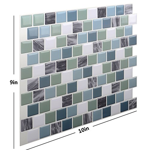 Vamos Tile Premium Anti Mold Peel and Stick Tile Kitchen Backsplash,Self Adhesive Wall Tiles for Kitchen & Bathroom-10 x 9 (6 Sheets) - Thumbnail 2