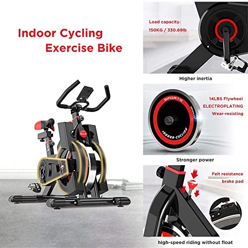 Dripex Exercise Bike with Adjustable Seat & Resistance UltraSilent Stationary Bike with