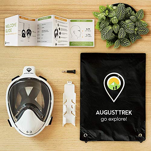 image for AugustTrek New Hybrid Lens GoPro Compatible Snorkel Mask Full Face Fol