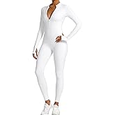 speerise Women Long Sleeve Jumpsuit Workout Bodycon Romper with Pants Zip Up Unitard Sexy One Piece Full Bodysuits