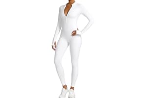 speerise Women Long Sleeve Jumpsuit Workout Bodycon Romper with Pants Zip Up Unitard Sexy One Piece Full Bodysuits