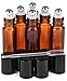 UNKE 6, Amber, 10 ml Glass Roll-on Bottles with Stainless Steel Roller Balls for Essential Oil, Aromatherapy