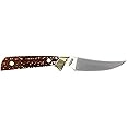 Uncle Henry 162UH Next Gen Staglon Wolverine Full Tang Fixed Blade Knife with 7.4in High Carbon S.S. Clip Point, Leather Sheath, and Nickel Silver Guard for Hunting, Skinning, Camping, and Outdoors