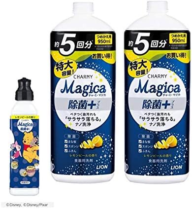 Amazon 数量限定 チャーミーマジカ 食器用洗剤 ディズニーデザインボトル 除菌プラス レモンピールの香り 本体 2ml 1個 詰め替え 950ml 2個 セット チャーミー マジカ Charmy Magica 食器用洗剤