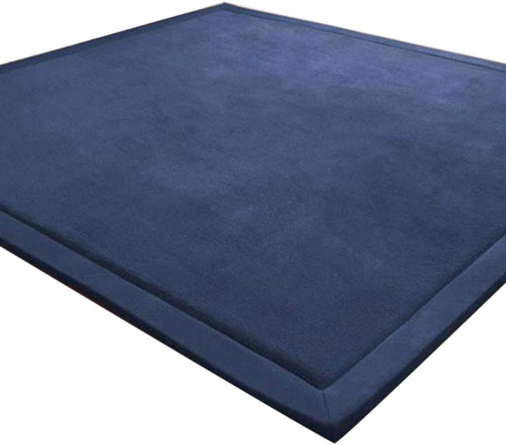 LEHOUR Coral Velvet Tatami Rugs Baby Safe Hairless Carpets Kids Playing Mats Non-slip Large Size Nursery Rugs for Living Room, Baby’ s Bedroom (Dark Blue, 200 * 240CM)