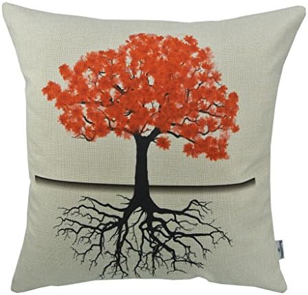 Thanksliving Tree Refection Throw Pillow Case Cushion Cover Home Office Decorative, 18 X 18 Inches/45 x 45 Cm, Red